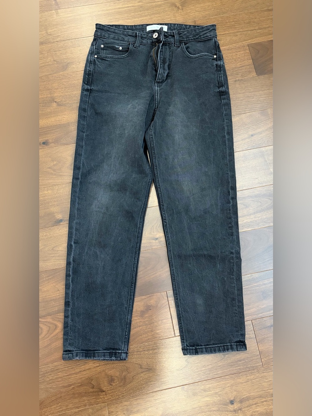 Zara womens Washed Black Straight Jeans